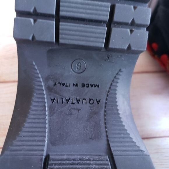 Aquatalia Suede Leather Faux Fur Hiking Outdoor Boots Booties Lace Up Black - Picture 12 of 13